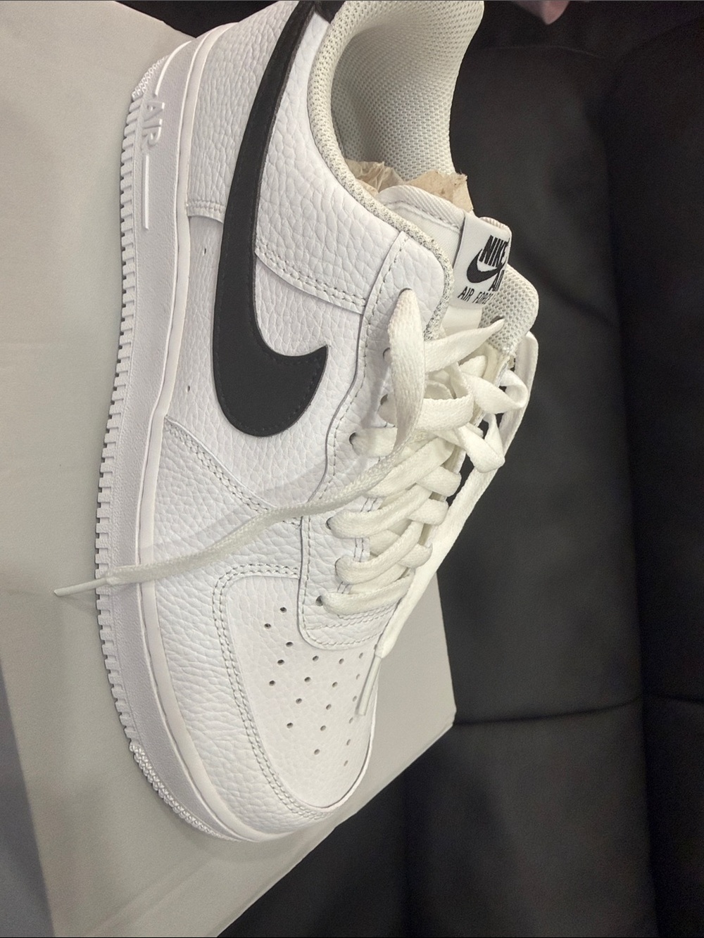 Nike Women's White Leather Sneakers with Black Swoosh